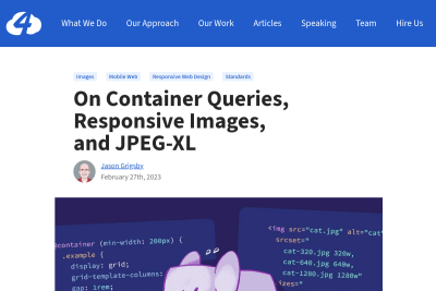 screenshot of On Container Queries, Responsive Images, and JPEG-XL
