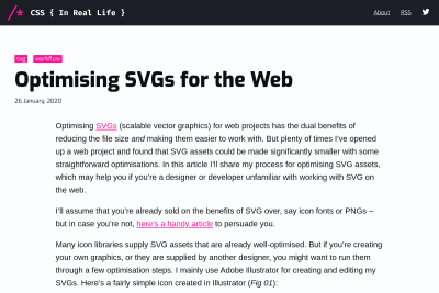 screenshot of Optimising SVGs for the Web