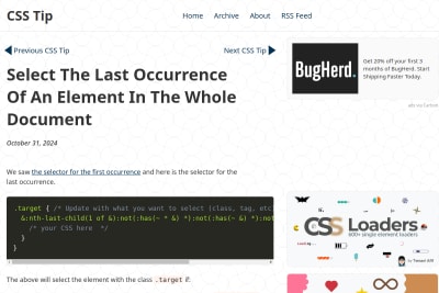 screenshot of Select the last occurrence of an element in the whole document