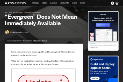screenshot of “Evergreen” Does Not Mean Immediately Available