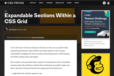 screenshot of Expandable Sections Within a CSS Grid