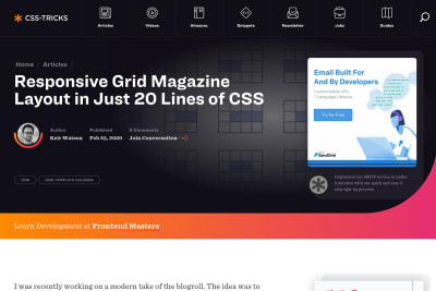 screenshot of Responsive Grid Magazine Layout in Just 20 Lines of CSS