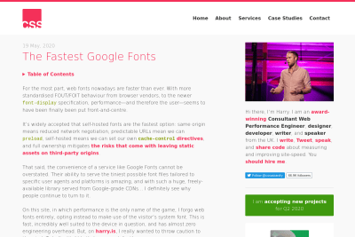 screenshot of The Fastest Google Fonts