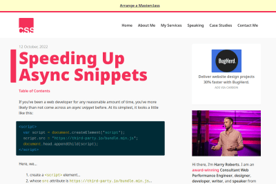screenshot of Speeding Up Async Snippets
