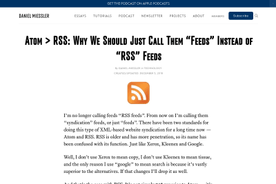 screenshot of Atom > RSS: Why We Should Just Call Them “Feeds” Instead of “RSS” Feeds