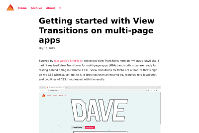 screenshot of Getting started with View Transitions on multi-page apps
