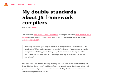 screenshot of My double standards about JS framework compilers