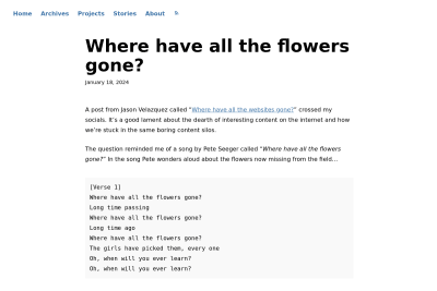 screenshot of Where have all the flowers gone?