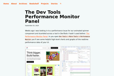 screenshot of The Dev Tools Performance Monitor Panel
