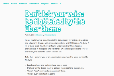 screenshot of Don't let your voice be flattened by the über theme