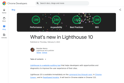 screenshot of What's new in Lighthouse 10