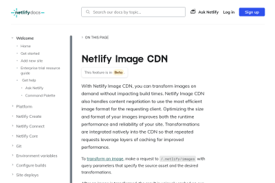 screenshot of Netlify Image CDN