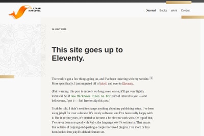screenshot of This site goes up to Eleventy
