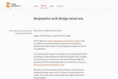 screenshot of Responsive web design turns ten