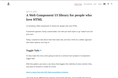 screenshot of A Web Component UI library for people who love HTML