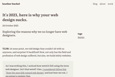 screenshot of It's 2023, here is why your web design sucks.