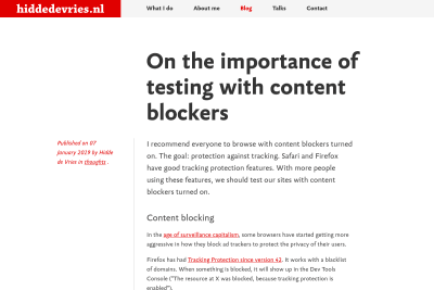 screenshot of On the importance of testing with content blockers