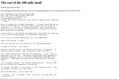 screenshot of The case of the 500-mile email