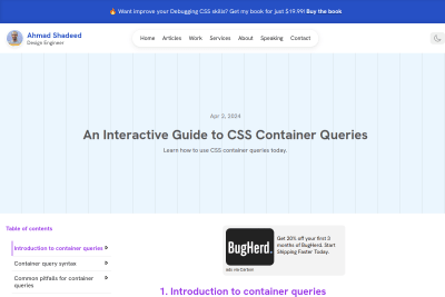 screenshot of An Interactive Guide to CSS Container Queries