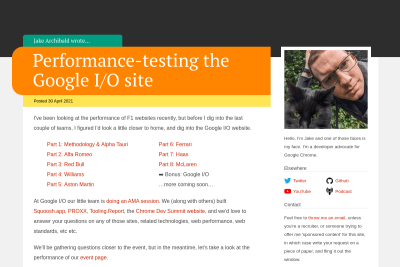 screenshot of Performance-testing the Google I/O site