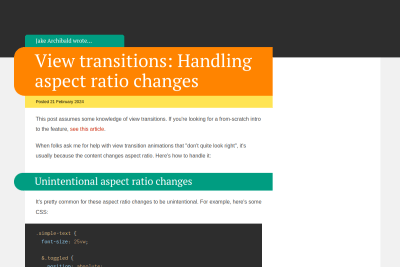screenshot of View transitions: Handling aspect ratio changes