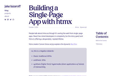 screenshot of Building a Single-Page App with htmx