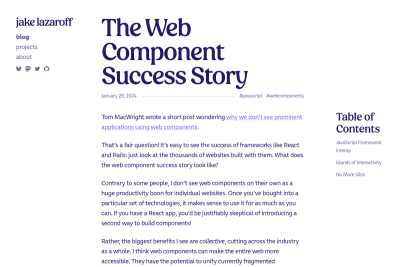 screenshot of The Web Component Success Story