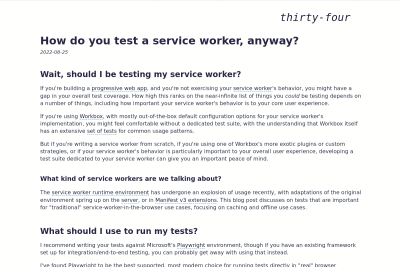 screenshot of How do you test a service worker, anyway?