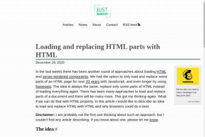 screenshot of Loading and replacing HTML parts with HTML