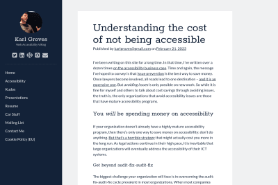 screenshot of Understanding the cost of not being accessible
