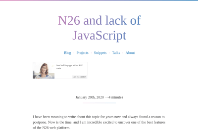 screenshot of N26 and lack of JavaScript