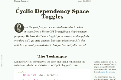 screenshot of Cyclic Dependency Space Toggles