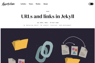screenshot of URLs and links in Jekyll