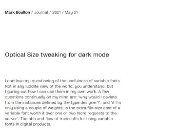 screenshot of Optical Size tweaking for dark mode