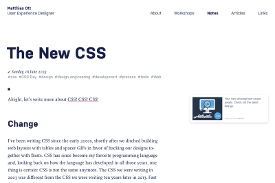 screenshot of The New CSS