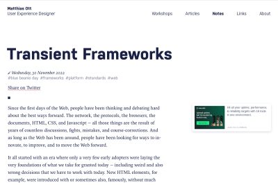 screenshot of Transient Frameworks