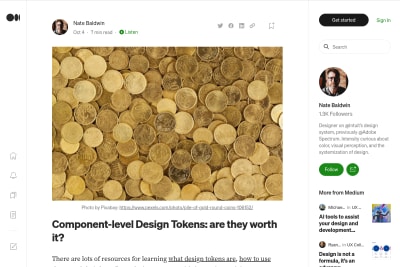 screenshot of Component-level Design Tokens: are they worth it?