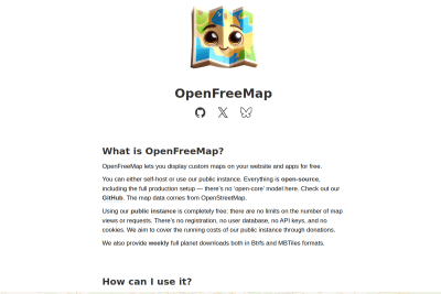 screenshot of OpenFreeMap