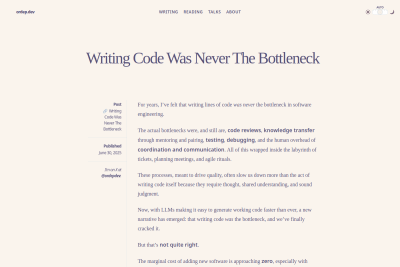 screenshot of Writing Code Was Never The Bottleneck