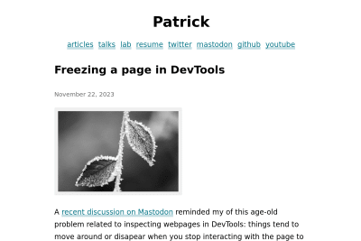 screenshot of Freezing a page in DevTools