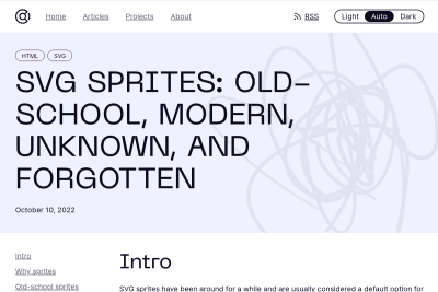 screenshot of SVG sprites: old-school, modern, unknown, and forgotten