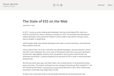 screenshot of The State of ES5 on the Web