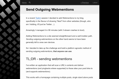 screenshot of Send Outgoing Webmentions