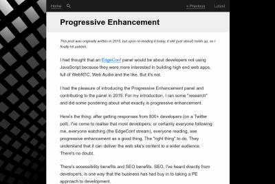 screenshot of Progressive Enhancement
