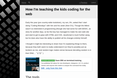screenshot of How I'm teaching the kids coding for the web