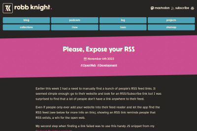 screenshot of Please, Expose your RSS