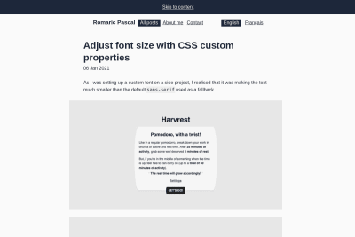 screenshot of Adjust font size with CSS custom properties