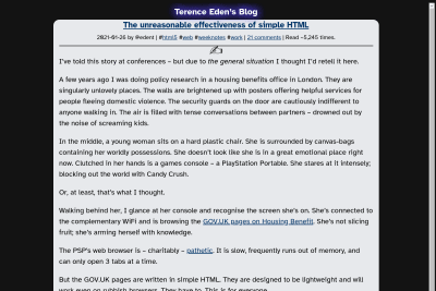 screenshot of The unreasonable effectiveness of simple HTML