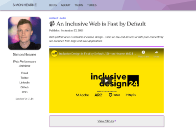 screenshot of An Inclusive Web is Fast by Default