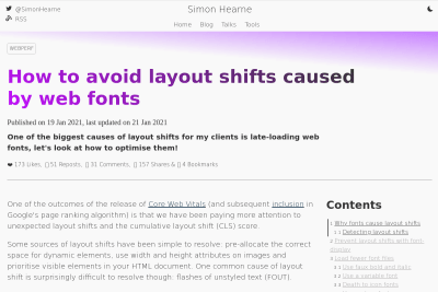 screenshot of How to avoid layout shifts caused by web fonts
